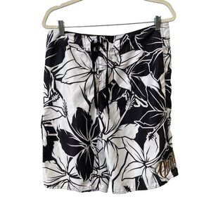 Y2K O'Neill Floral Boardshorts Size 34 Black White Summer Surfing Beach
